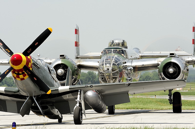 P-51 & B-25 rolling on.jpg - P-51 & B-25