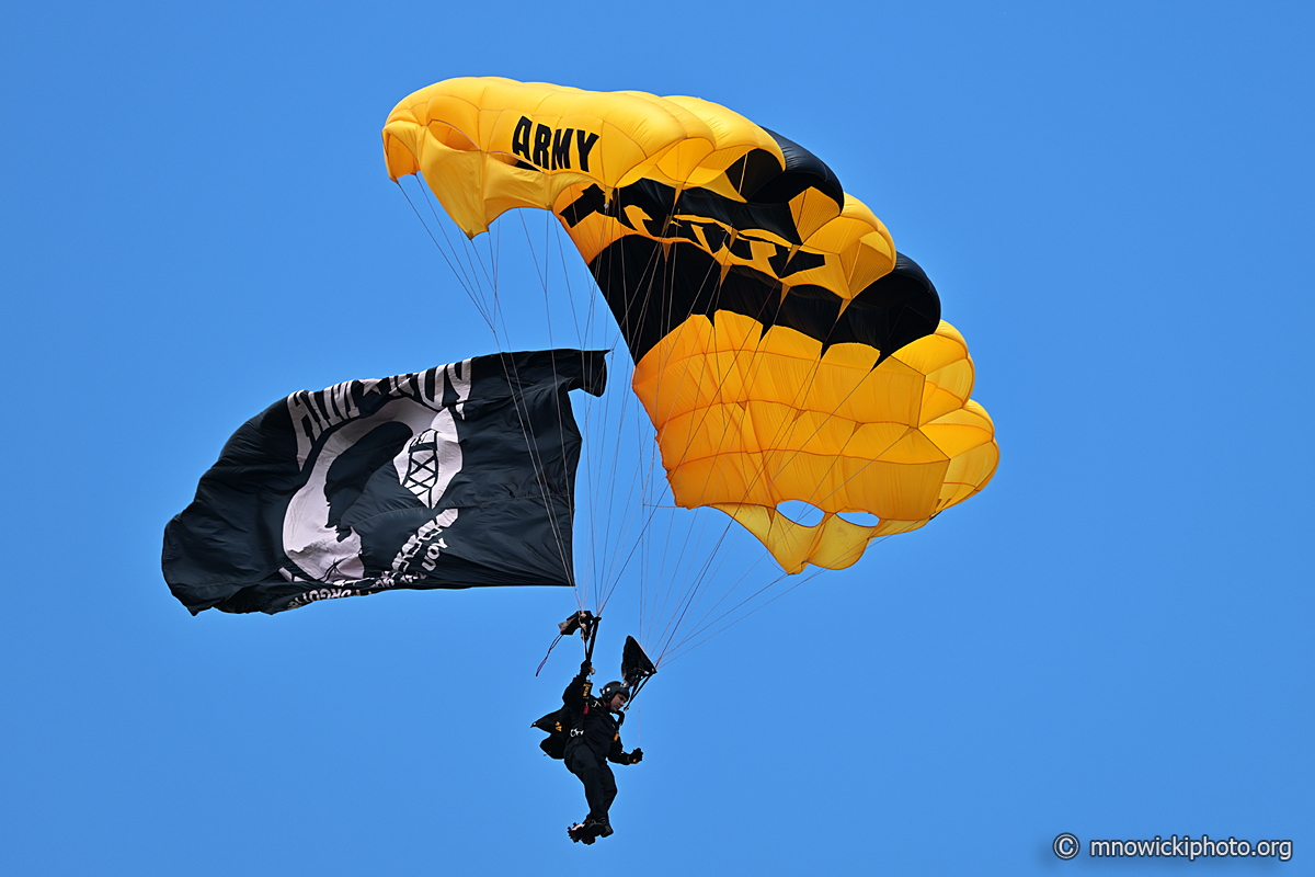 M81_8931 copy.jpg - U.S. Army Golden Knights: The U.S. Army Parachute Team  POW MIA flag jump.