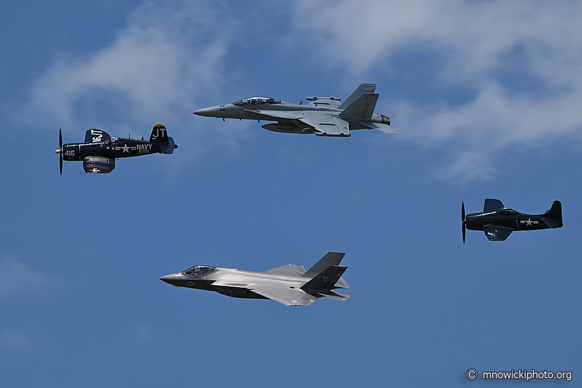 M80_6210 copy.jpg - Chance Vought F4U-4 Corsair C/N 97143, N713JT & EA-18G Growler 166934 NJ-541 & F-35C Lightning II 170545 NJ-452 & Grumman F8F-1B Bearcat N2209